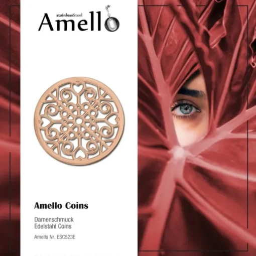 Amello Edelstahl Coin Muster rosegold für Coinsfassung Stahlschmuck ESC523E
