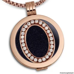 Amello Edelstahl Coin Oval rosevergoldet Zirkonia weiß Stahlschmuck ESC535EW