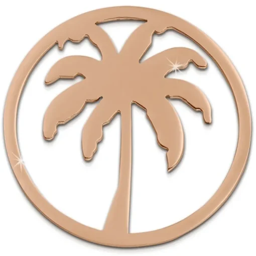 Amello Edelstahl Coin Palme rosegold für Coinsfassung Stahlschmuck ESC515E