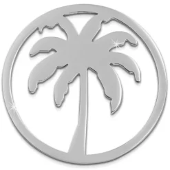 Amello Edelstahl Coin Palme silber für Coinsfassung Edelstahlschmuck ESC515J