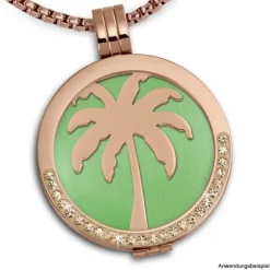 Amello Edelstahl Coin Palme rosegold für Coinsfassung Stahlschmuck ESC515E
