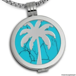 Amello Edelstahl Coin Palme silber für Coinsfassung Edelstahlschmuck ESC515J