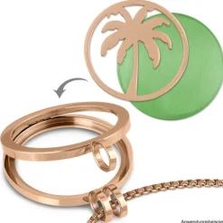 Amello Edelstahl Coin Palme rosegold für Coinsfassung Stahlschmuck ESC515E