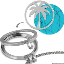 Amello Edelstahl Coin Palme silber für Coinsfassung Edelstahlschmuck ESC515J
