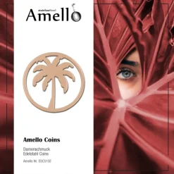 Amello Edelstahl Coin Palme rosegold für Coinsfassung Stahlschmuck ESC515E