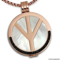 Amello Edelstahl Coin Peace rosegold für Coinsfassung Stahlschmuck ESC509E
