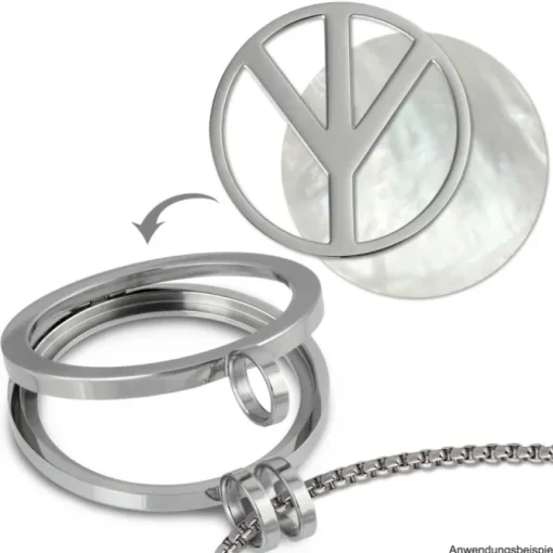 Amello Edelstahl Coin Peace silber für Coinsfassung Stahlschmuck ESC509J