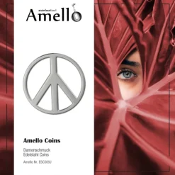 Amello Edelstahl Coin Peace silber für Coinsfassung Stahlschmuck ESC509J