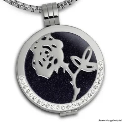 Amello Edelstahl Coin Rose 30mm silber für Coinsfassung Stahlschmuck ESC506J