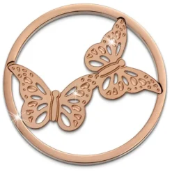 Amello Edelstahl Coin Schmetteringe rose für Coinsfassung Edelstahl ESC522E