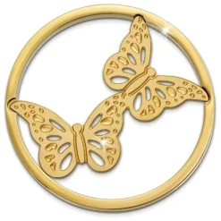Amello Edelstahl Coin Schmetteringe gold für Coinsfassung Edelstahl ESC522Y