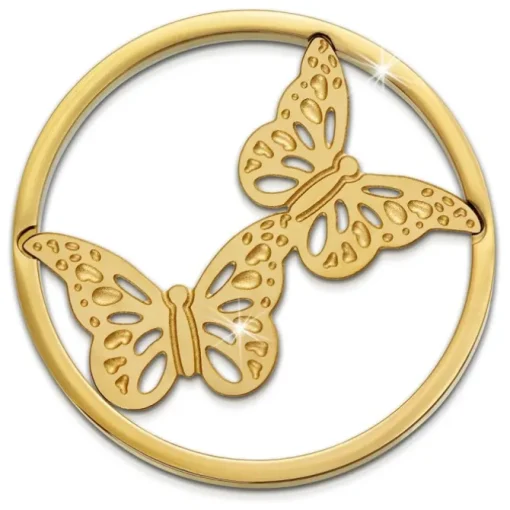 Amello Edelstahl Coin Schmetteringe gold für Coinsfassung Edelstahl ESC522Y