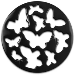 Amello Edelstahl Coin Schmetterling 30mm schwarz Coinsfassung Schmuck ESC503S