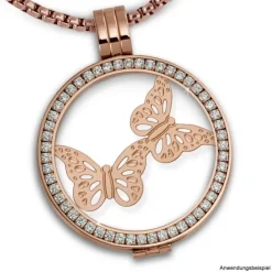 Amello Edelstahl Coin Schmetteringe rose für Coinsfassung Edelstahl ESC522E