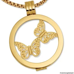 Amello Edelstahl Coin Schmetteringe gold für Coinsfassung Edelstahl ESC522Y