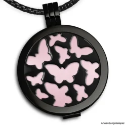 Amello Edelstahl Coin Schmetterling 30mm schwarz Coinsfassung Schmuck ESC503S