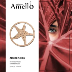 Amello Edelstahl Coin Seestern rosegold für Coinsfassung Stahlschmuck ESC510E
