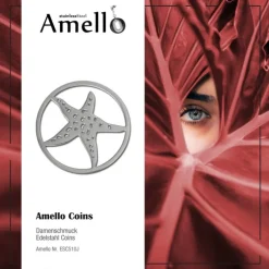 Amello Edelstahl Coin Seestern silber für Coinsfassung Stahlschmuck ESC510J