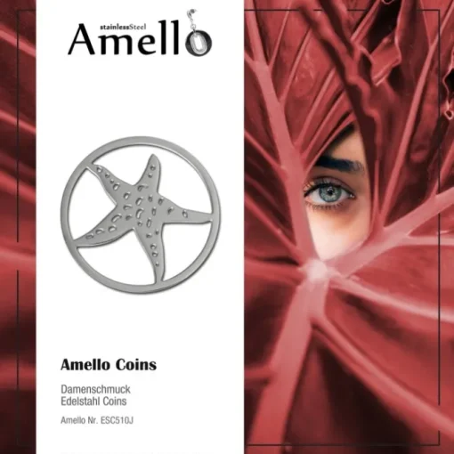 Amello Edelstahl Coin Seestern silber für Coinsfassung Stahlschmuck ESC510J