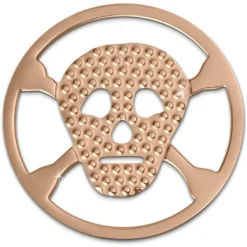 Amello Edelstahl Coin Totenkopf rose für Coinsfassung Stahlschmuck ESC512E