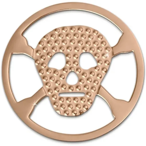 Amello Edelstahl Coin Totenkopf rose für Coinsfassung Stahlschmuck ESC512E