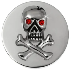 Amello Edelstahl Coin Totenkopf Silber Zirkonia rot Edelstahlschmuck ESC530J