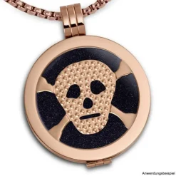 Amello Edelstahl Coin Totenkopf rose für Coinsfassung Stahlschmuck ESC512E