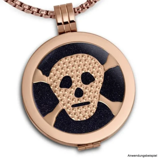 Amello Edelstahl Coin Totenkopf rose für Coinsfassung Stahlschmuck ESC512E