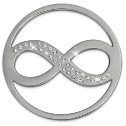 Amello Edelstahl Coin Unendlich Silber Zirkonia weiß Stahlschmuck ESC511J