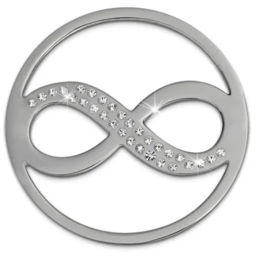Amello Edelstahl Coin Unendlich Silber Zirkonia weiß Stahlschmuck ESC511J