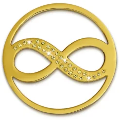Amello Edelstahl Coin Unendlich vergoldet Zirkonia gold Stahlschmuck ESC511Y