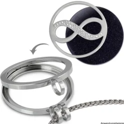 Amello Edelstahl Coin Unendlich Silber Zirkonia weiß Stahlschmuck ESC511J