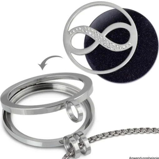 Amello Edelstahl Coin Unendlich Silber Zirkonia weiß Stahlschmuck ESC511J
