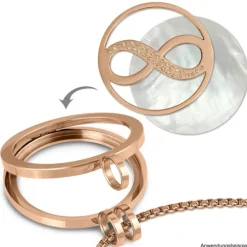 Amello Edelstahl Coin Unendlich rosegold Zirkonia rose Stahlschmuck ESC511E