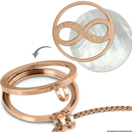 Amello Edelstahl Coin Unendlich rosegold Zirkonia rose Stahlschmuck ESC511E