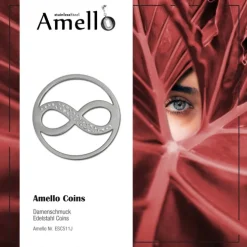 Amello Edelstahl Coin Unendlich Silber Zirkonia weiß Stahlschmuck ESC511J