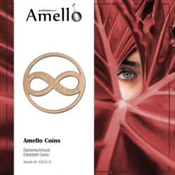 Amello Edelstahl Coin Unendlich rosegold Zirkonia rose Stahlschmuck ESC511E