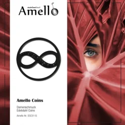 Amello Edelstahl Coin Unendlich 30mm geschwärzt Zirkonia Stahlschmuck ESC511S
