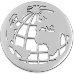 Amello Edelstahl Coin Weltkugel silber für Coinsfassung Stahlschmuck ESC517J