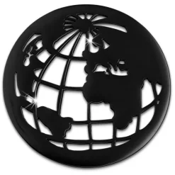 Amello Edelstahl Coin Weltkugel schwarz für Coinsfassung Stahlschmuck ESC517S