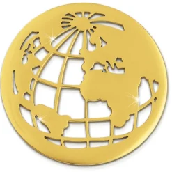 Amello Edelstahl Coin Weltkugel gold für Coinsfassung Stahlschmuck ESC517Y