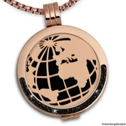 Amello Edelstahl Coin Weltkugel rosegold für Coinsfassung Schmuck ESC517E