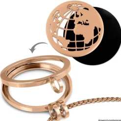 Amello Edelstahl Coin Weltkugel rosegold für Coinsfassung Schmuck ESC517E