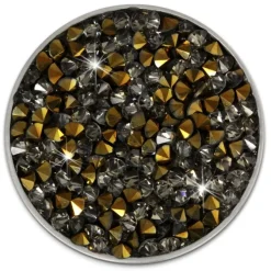 Amello Edelstahl Coin Zirkonia grau/gold Coinsfassung Stahlschmuck ESC302K