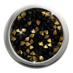 Amello Edelstahl Coin Zirkonia schwarz/gold 25mm Edelstahlschmuck ESC351S