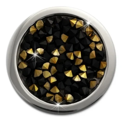 Amello Edelstahl Coin Zirkonia schwarz/gold 25mm Edelstahlschmuck ESC351S