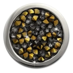 Amello Edelstahl Coin Zirkonia grau/gold 25mm Edelstahlschmuck ESC351K