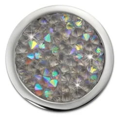 Amello Edelstahl Coin Zirkonia weiß 25mm für Coinfassung Schmuck ESC351W