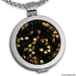 Amello Edelstahl Coin Zirkonia schwarz/gold 25mm Edelstahlschmuck ESC351S