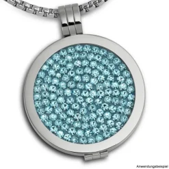 Amello Edelstahl Coin Zirkonia hellblau Coinsfassung Edelstahlschmuck ESC301H